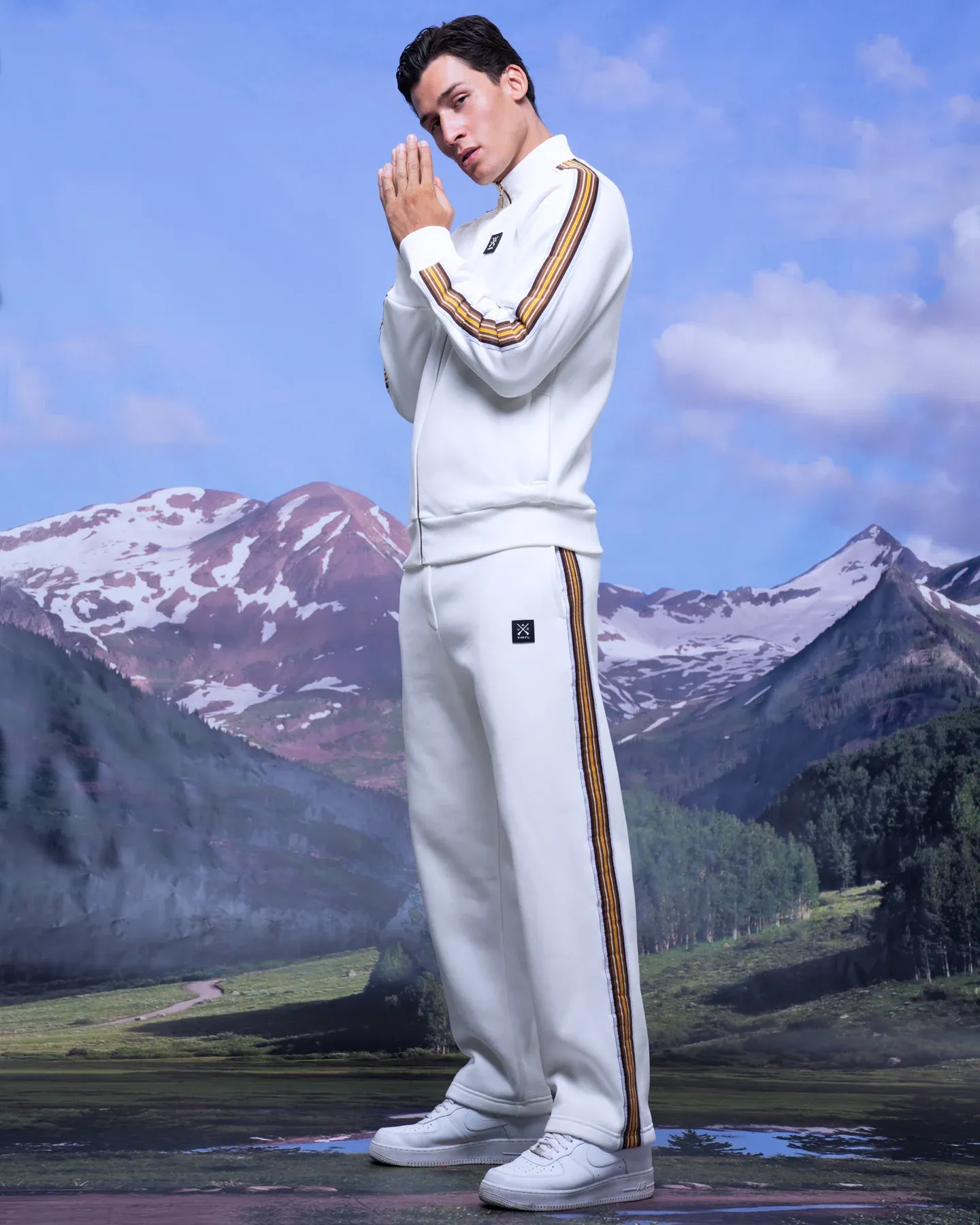 Vinyl Striped Tape Sweatpants - White