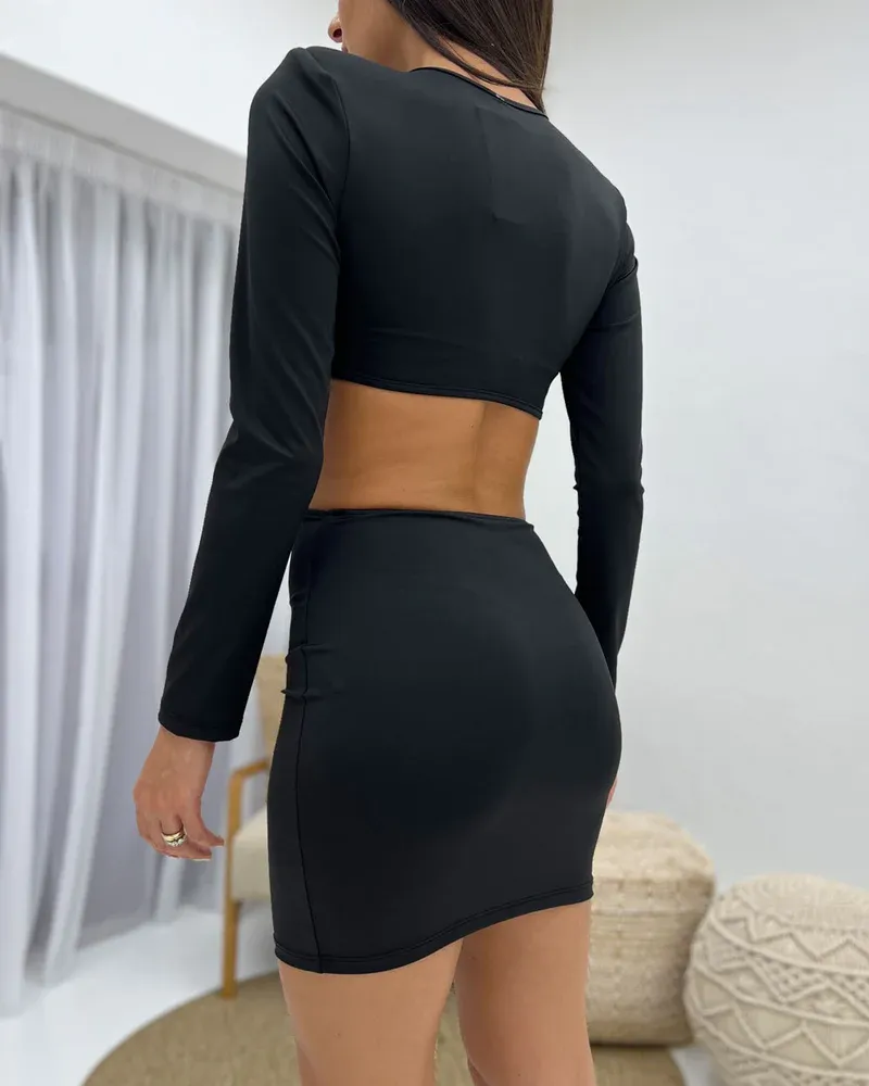 Cut Out Mini Dress - Black