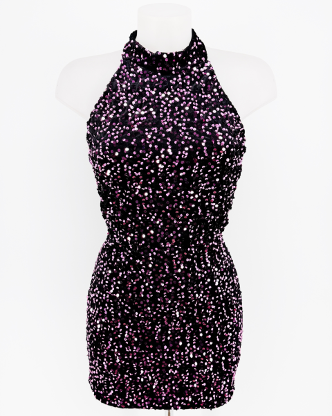 Sequin Velvet Dress - Lilac
