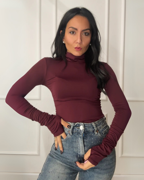 High Neck Top - Bordeaux