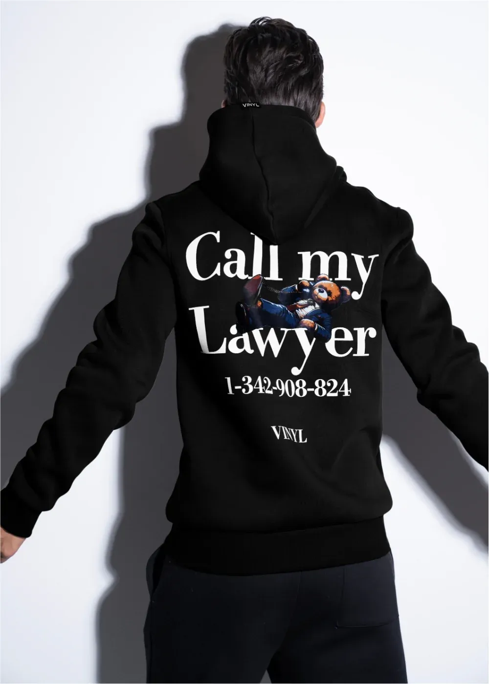 Vinyl Back and Forth Printed Hoodie - Black