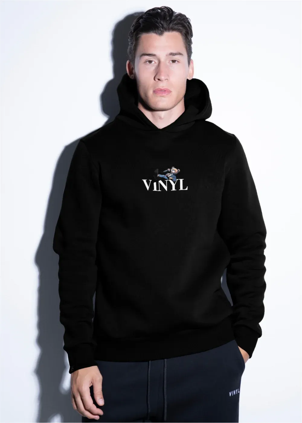 Vinyl Back and Forth Printed Hoodie - Black