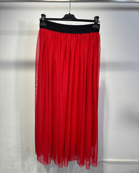 Glitter Tulle Skirt - Red