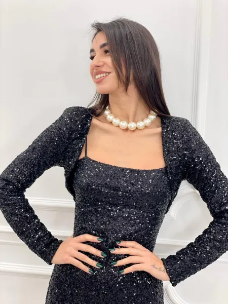 Sequin Bolero - Black