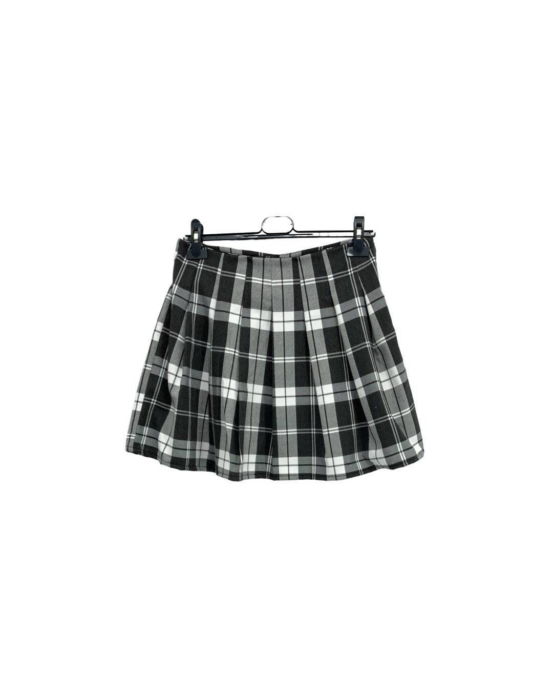 Pleated Tartan Skirt - Grey