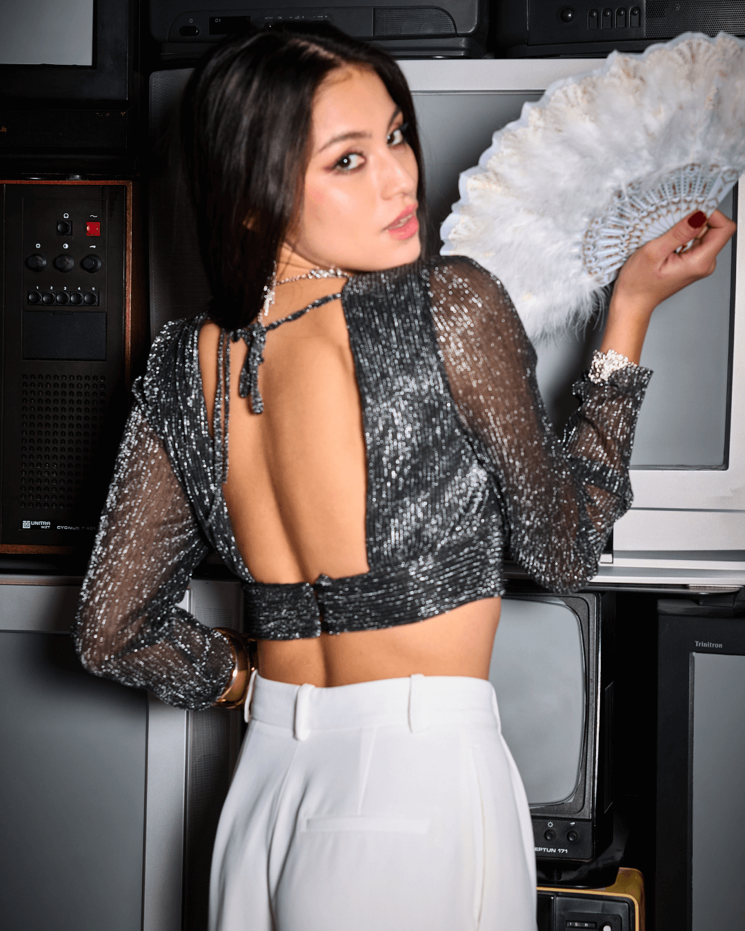 Shiny Crop Top - Black