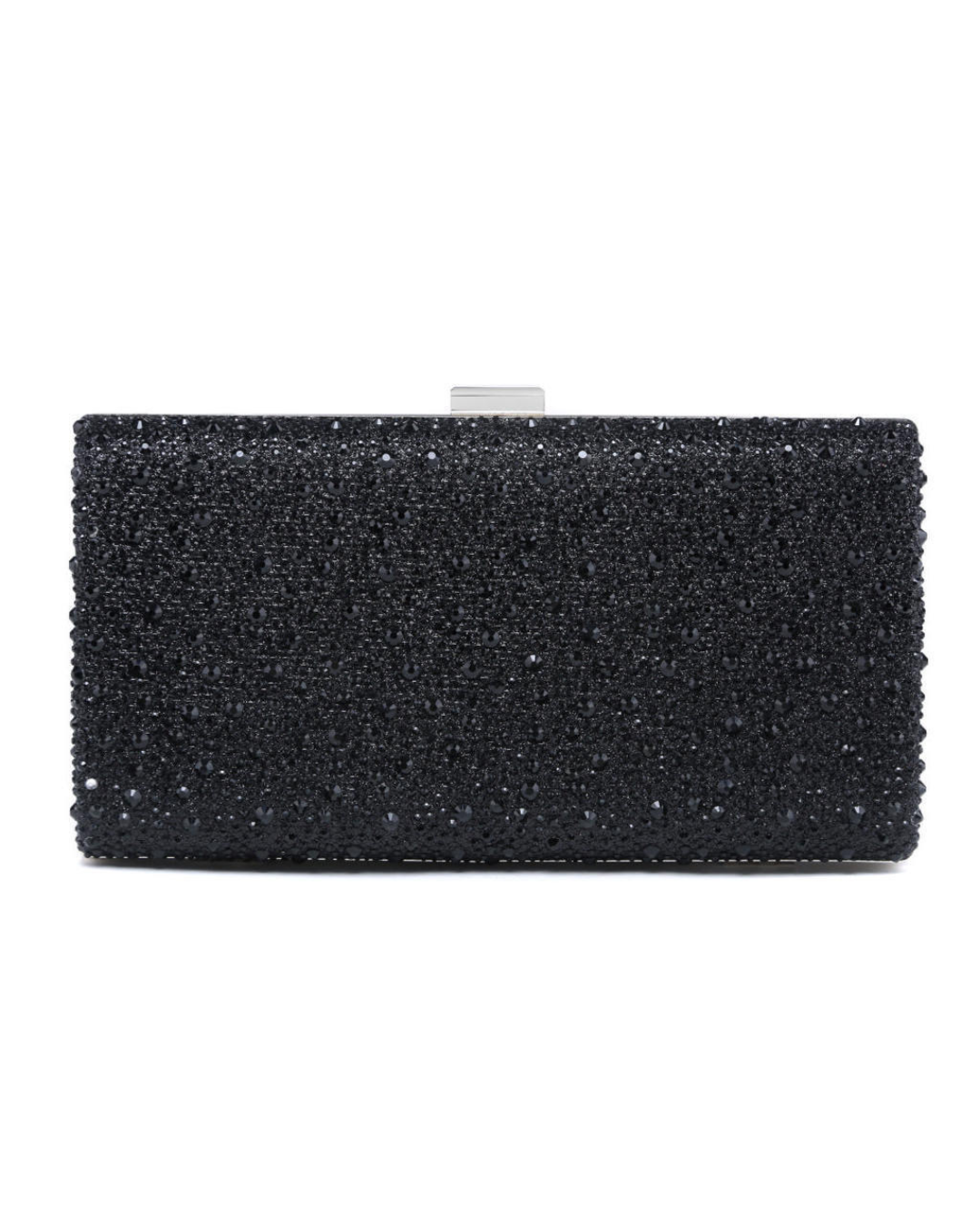 Rhinestone Embellished Clutch Bag - Black
