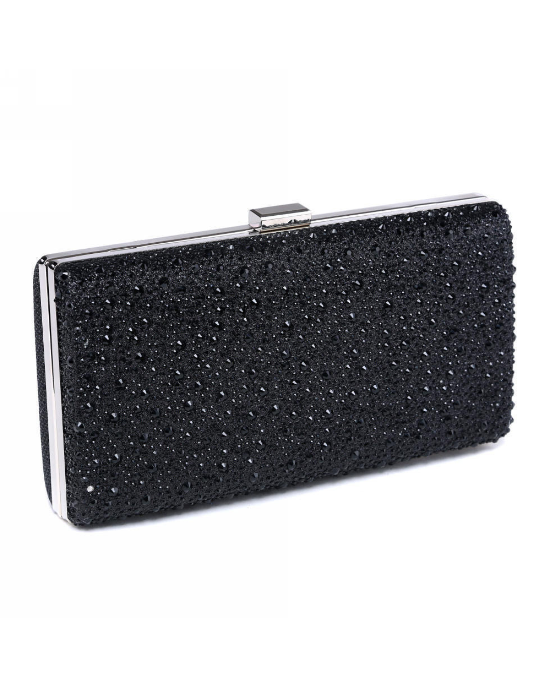 Rhinestone Embellished Clutch Bag - Black