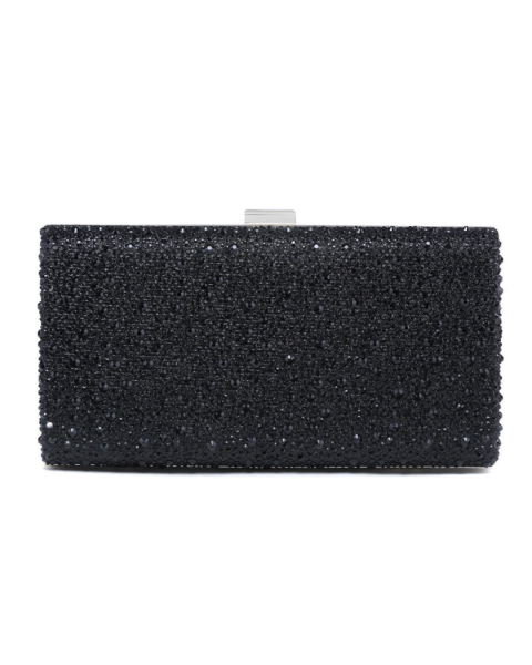 Rhinestone Embellished Clutch Bag - Black