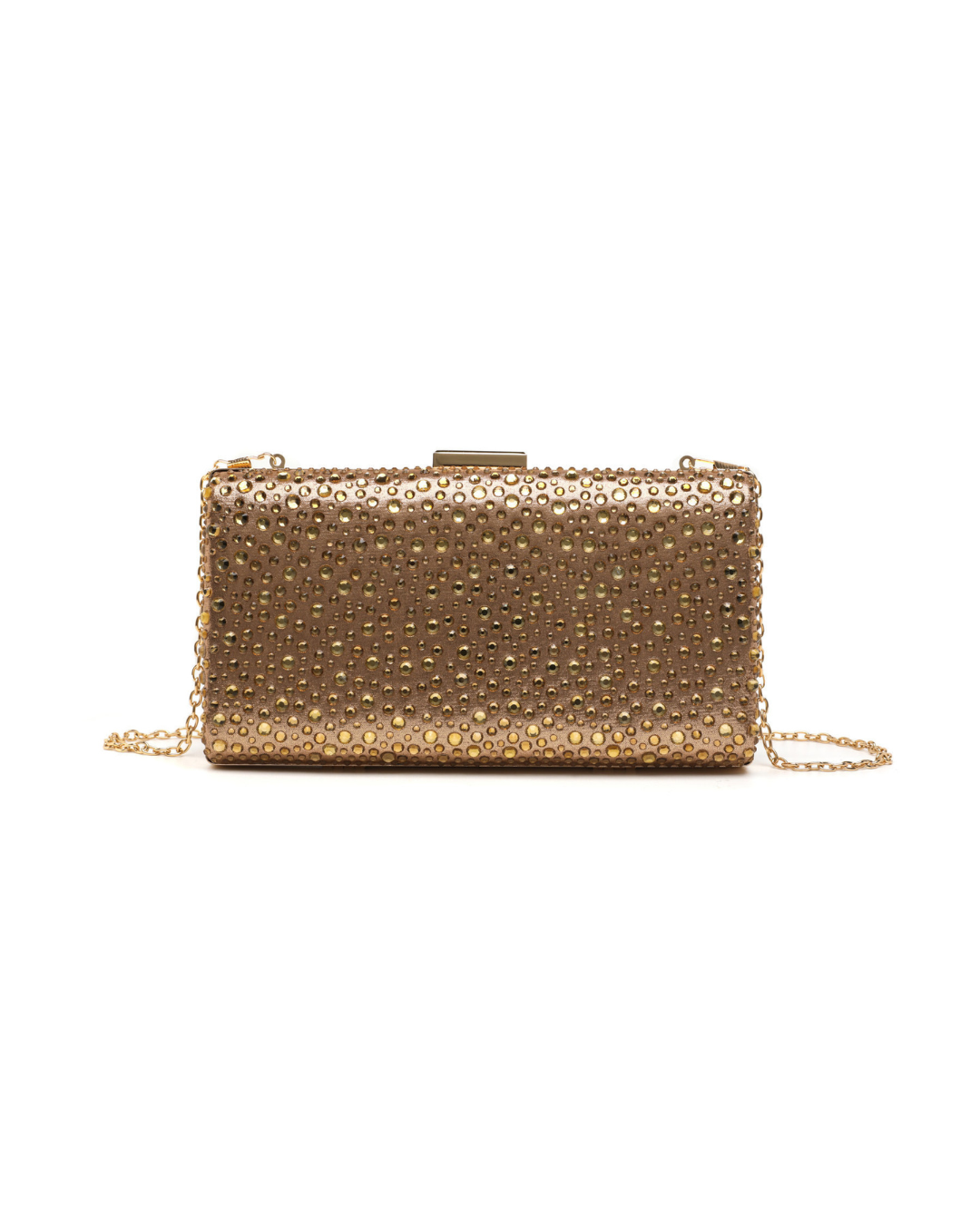 Rhinestone Embellished Clutch Bag - Gold