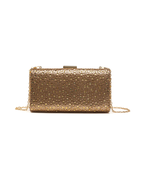 Rhinestone Embellished Clutch Bag - Gold