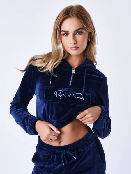 Project X Paris Velvet Signature Hoodie - Blue