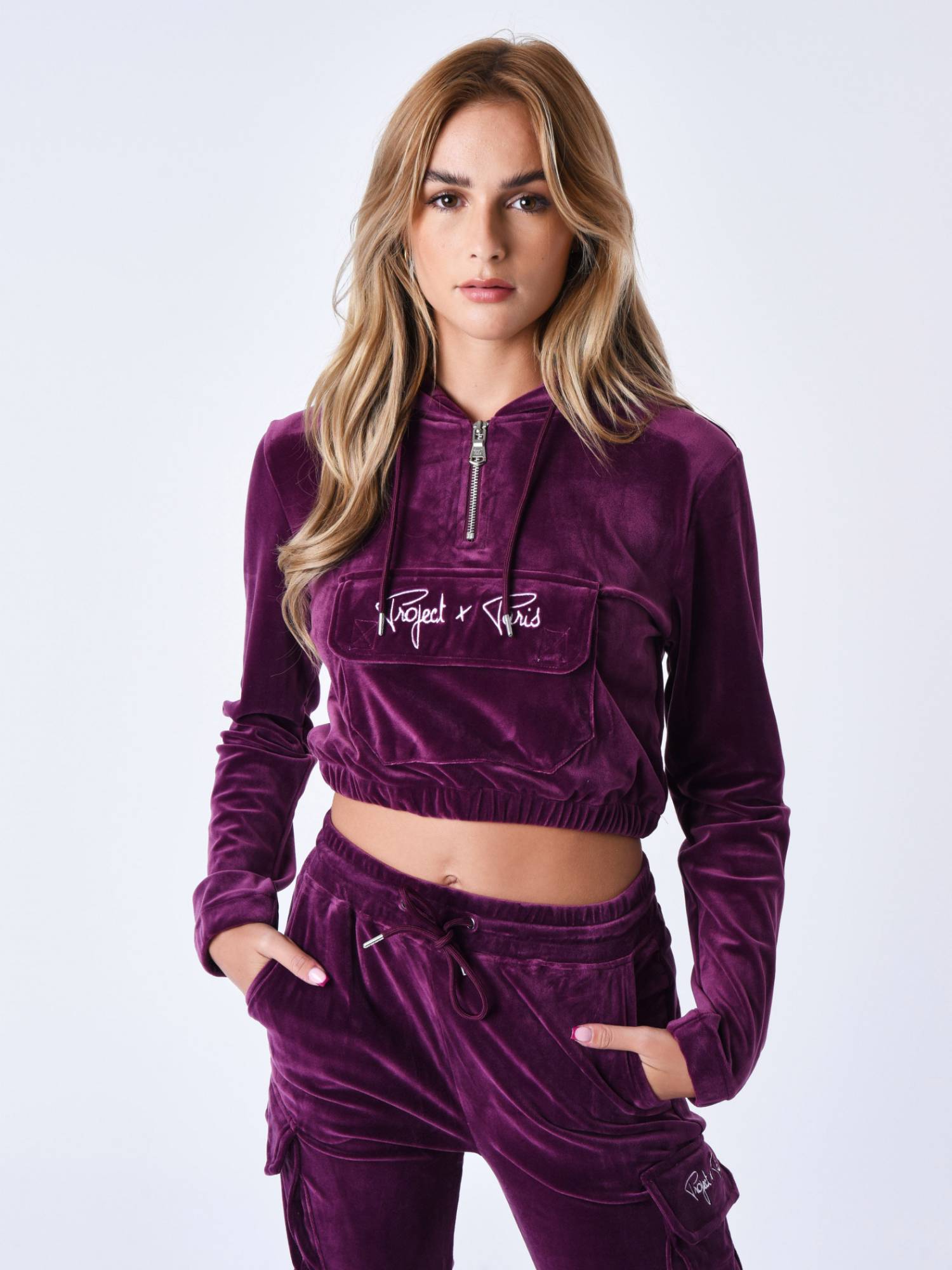 Project X Paris Velvet Signature Hoodie - Bordeaux
