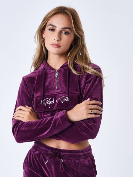 Project X Paris Velvet Signature Hoodie - Bordeaux