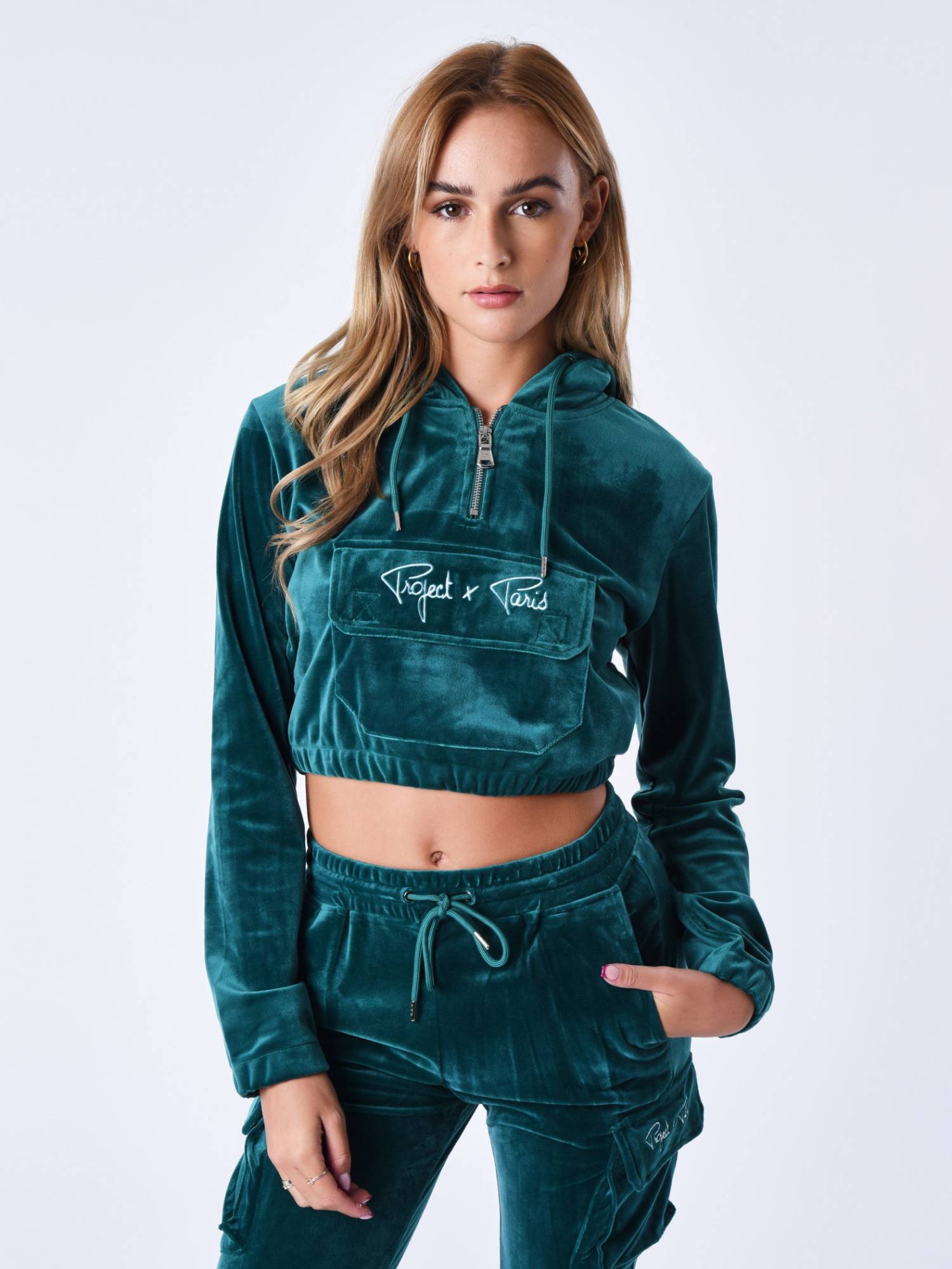 Project X Paris Velvet Signature Hoodie - Green