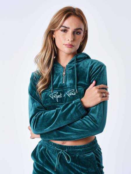 Project X Paris Velvet Signature Hoodie - Green