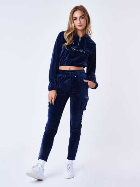 Project X Paris Velvet Signature Cargo Joggers - Blue