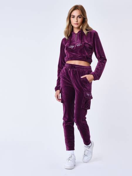 Project X Paris Velvet Signature Cargo Joggers - Bordeaux