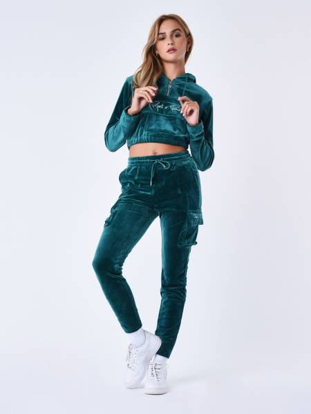 Project X Paris Velvet Signature Cargo Joggers - Green