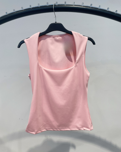 Square Neck Crop Top - Pink