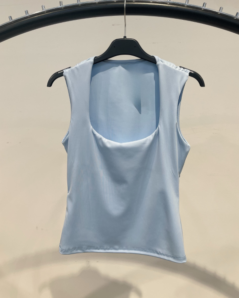 Square Neck Crop Top - Sky Blue