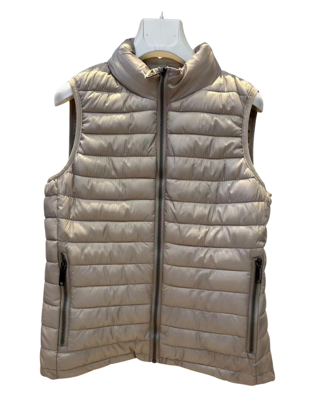 Metallic Lightweight Vest Jacket - Beige