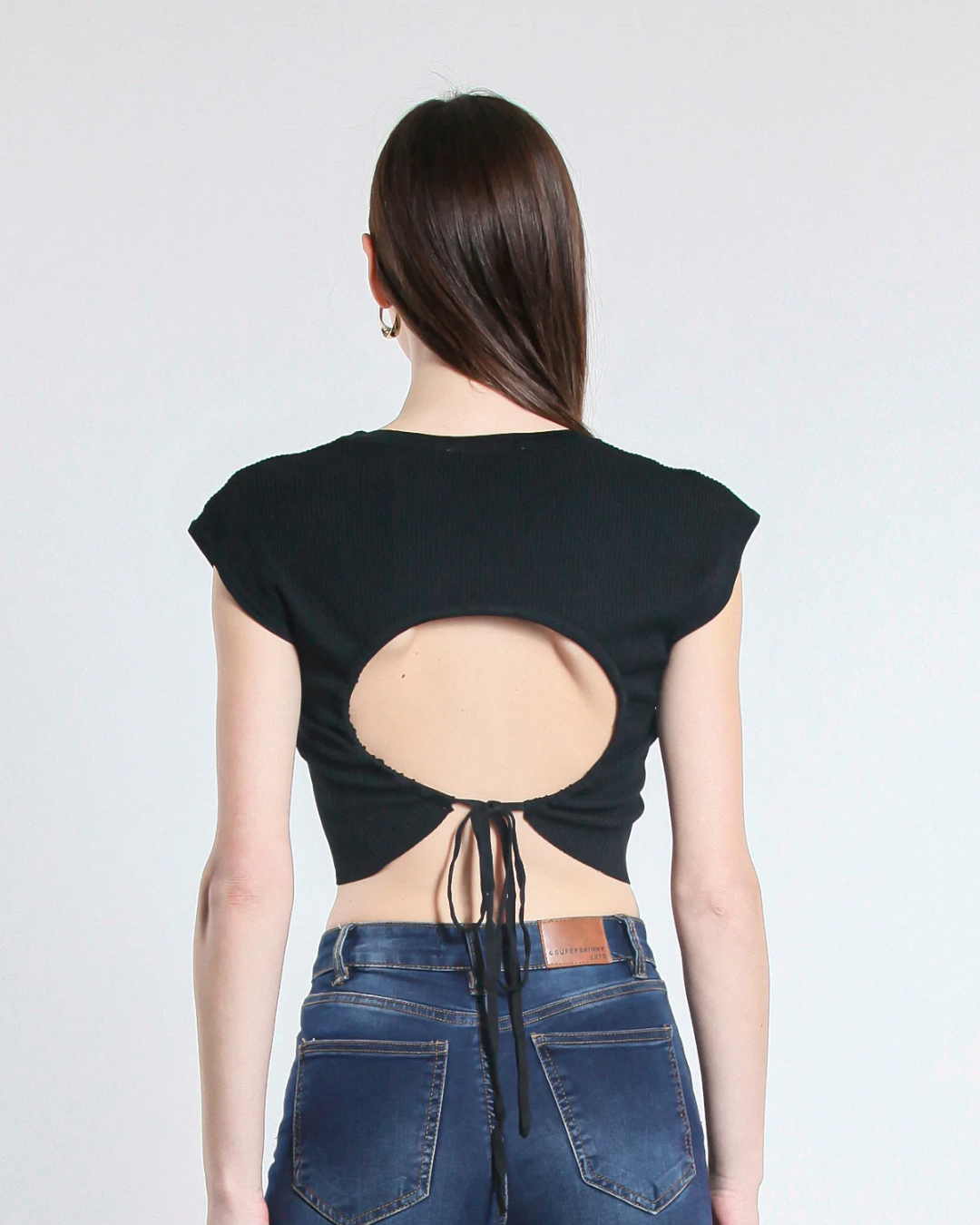 Cropped Viscose Top - Black