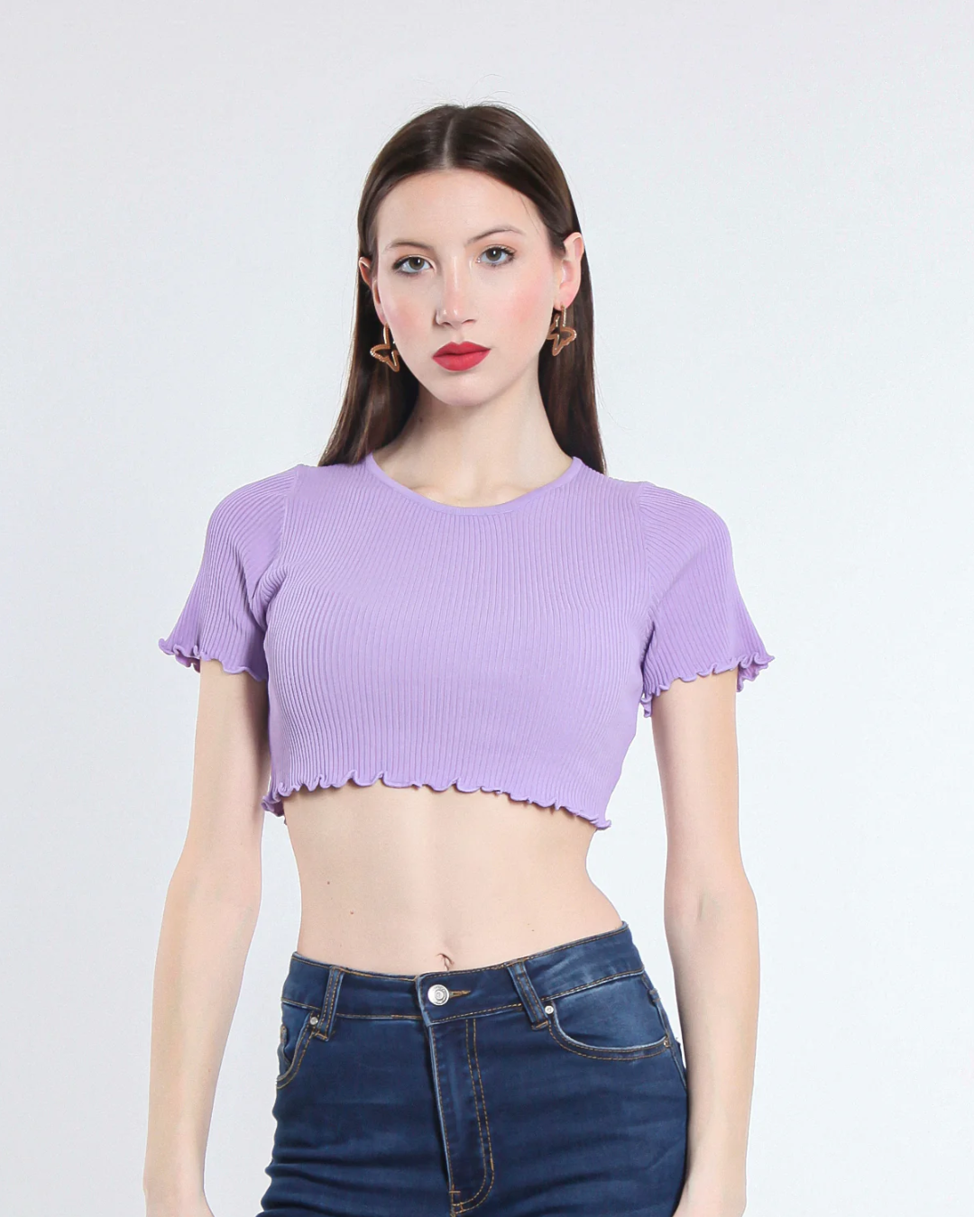 Cropped Viscose Top - Lilac