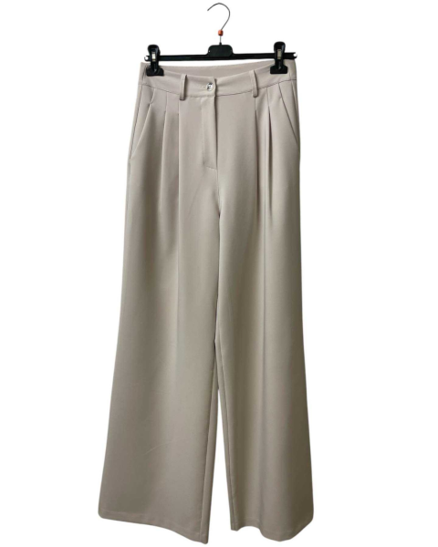 Elegant Wide Leg Trousers - Beige