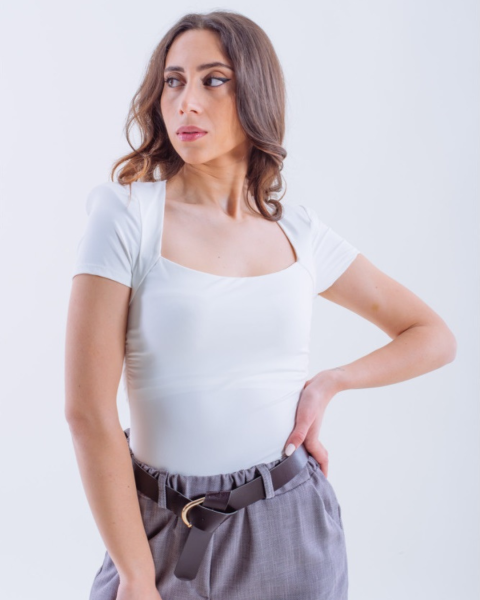 Square-Neck Bodysuit - White