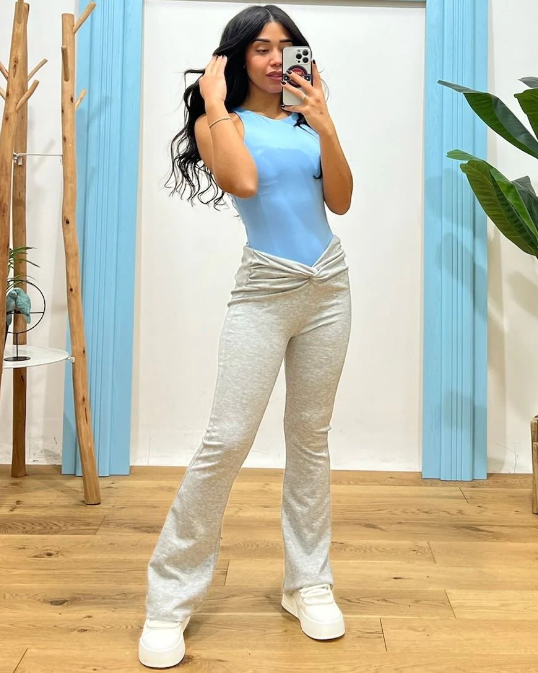 Sleeveless Scoop-Neck Bodysuit - Sky Blue