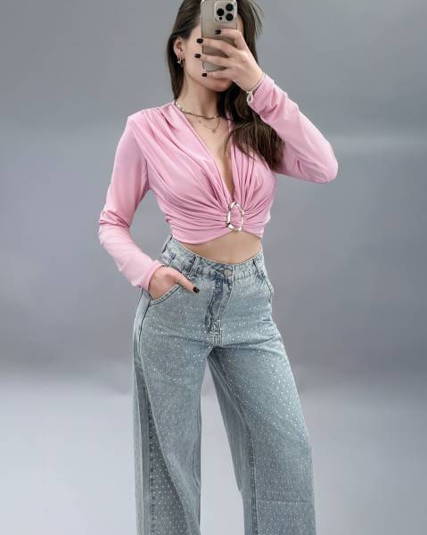 Gold Ring Detail Top - Pink