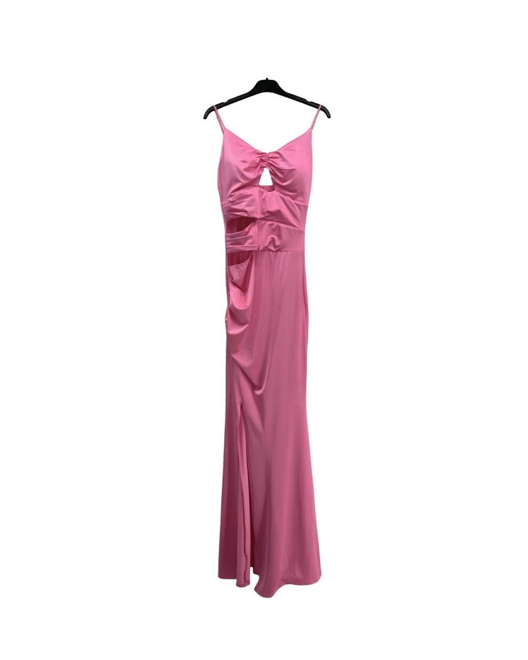 Cut Out Ruched Maxi Dress - Fuchsia