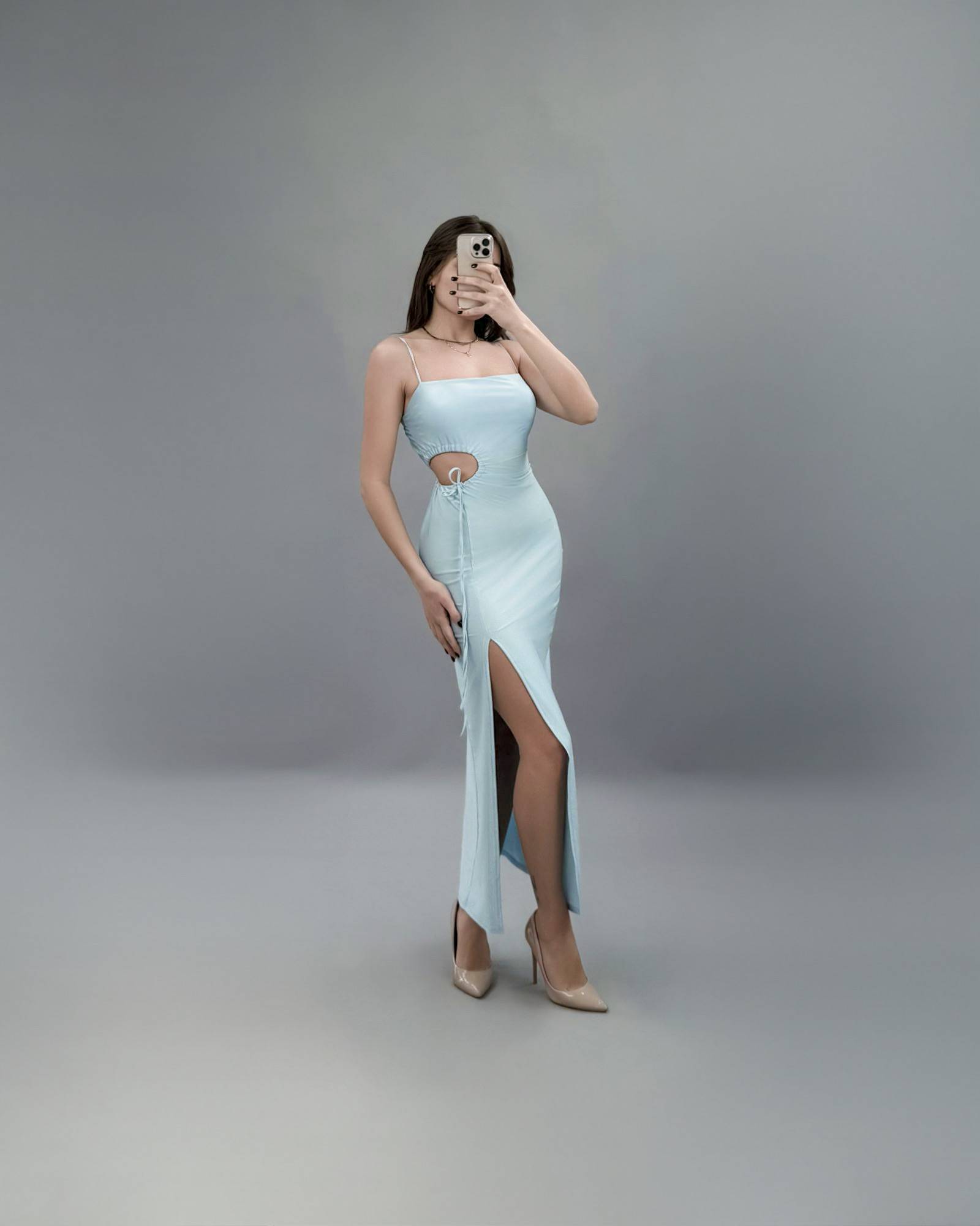 Maxi Dress with Side Cutout - Sky Blue