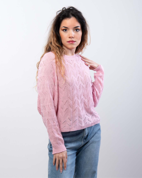 Open-Knit Sweater - Pink