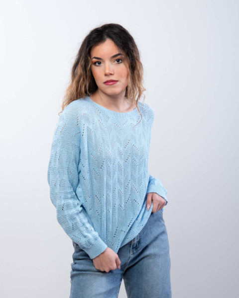 Open-Knit Sweater - Sky Blue
