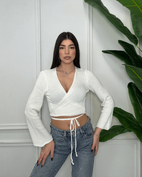 Wrap Knit Sweater - Beige