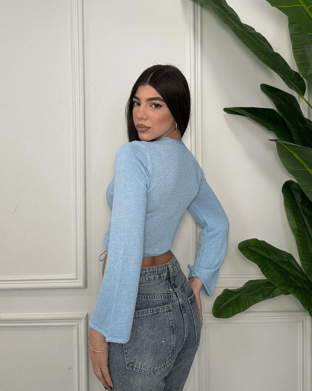 Wrap Knit Sweater - Sky Blue