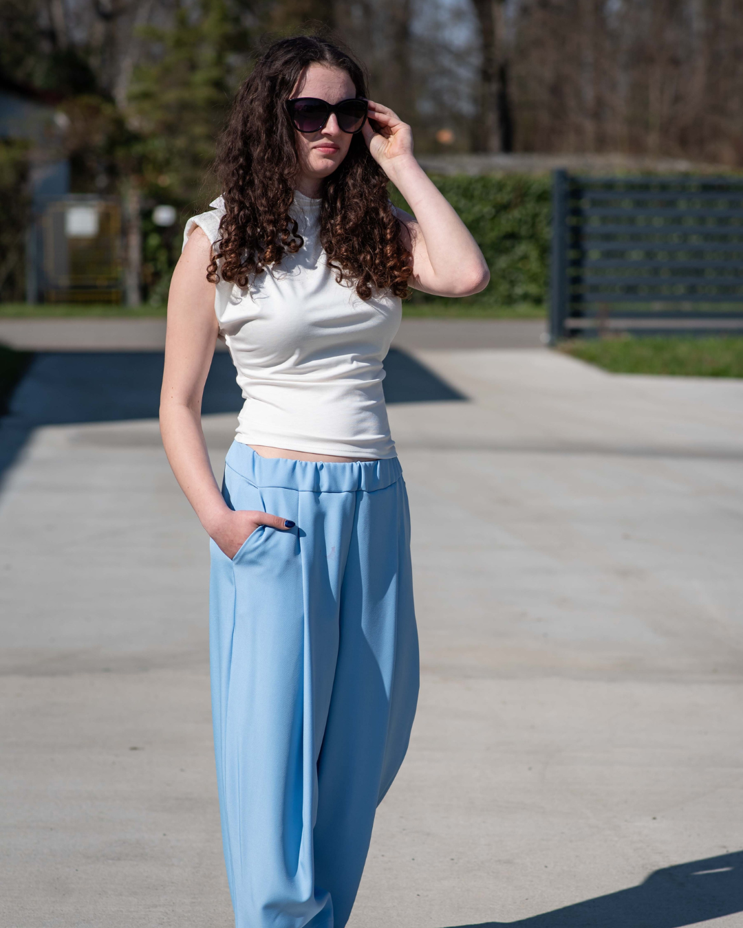 Padded Shoulders Top - White