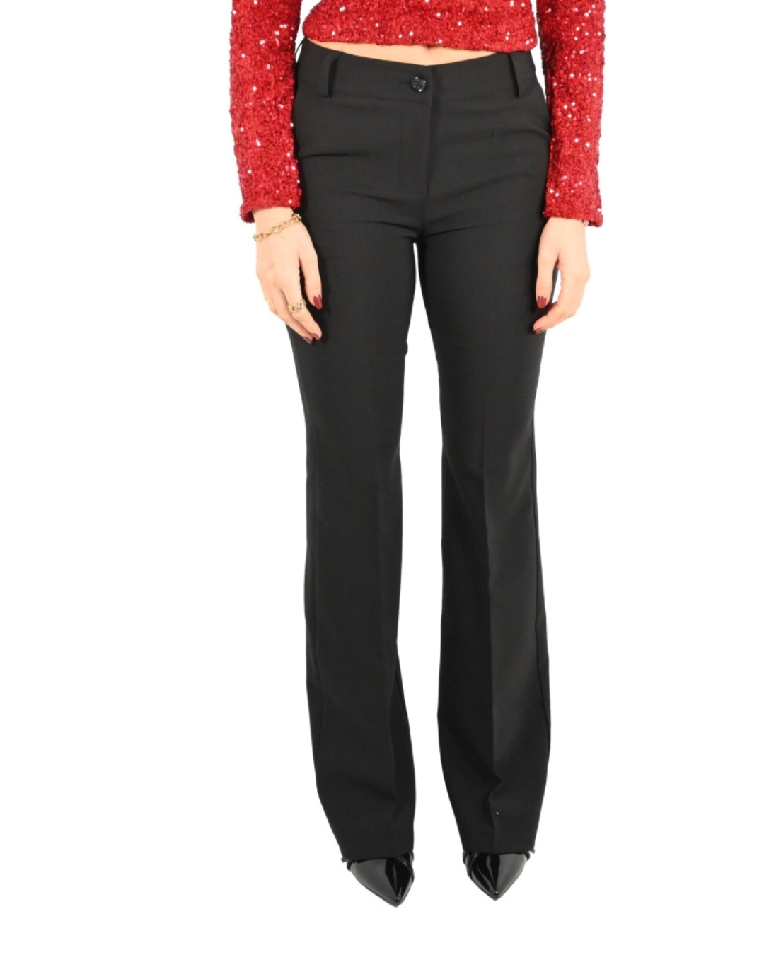 Elegant Flared Trousers - Black