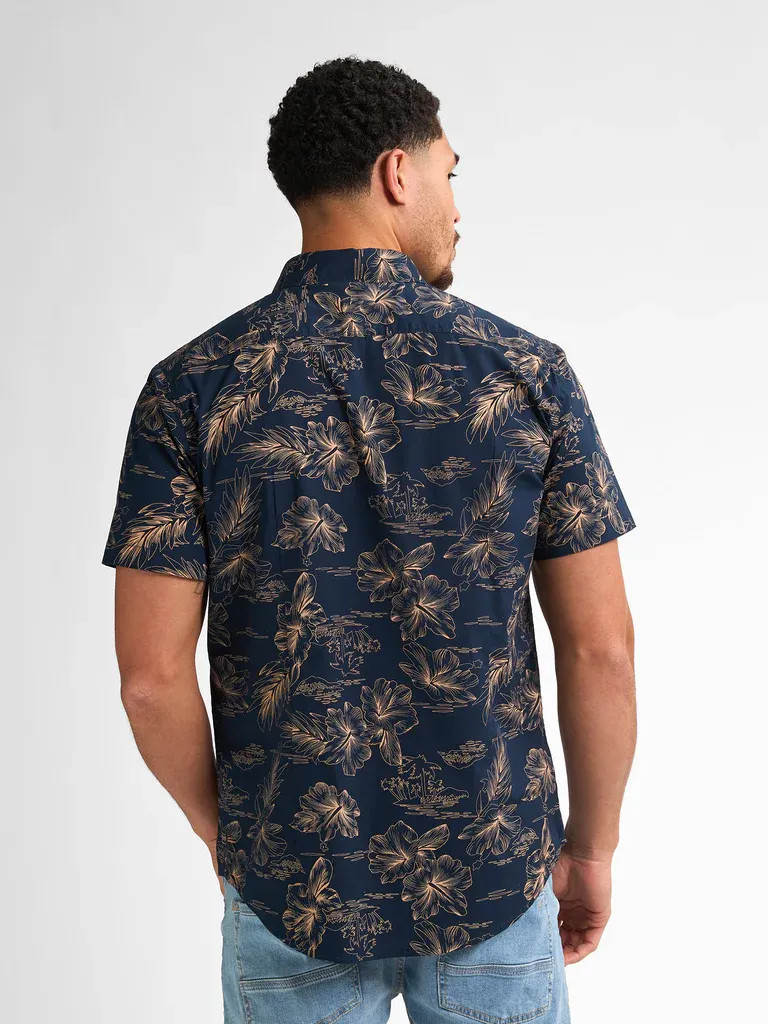 Petrol All-over Print Shirt Oceanpark - Blue