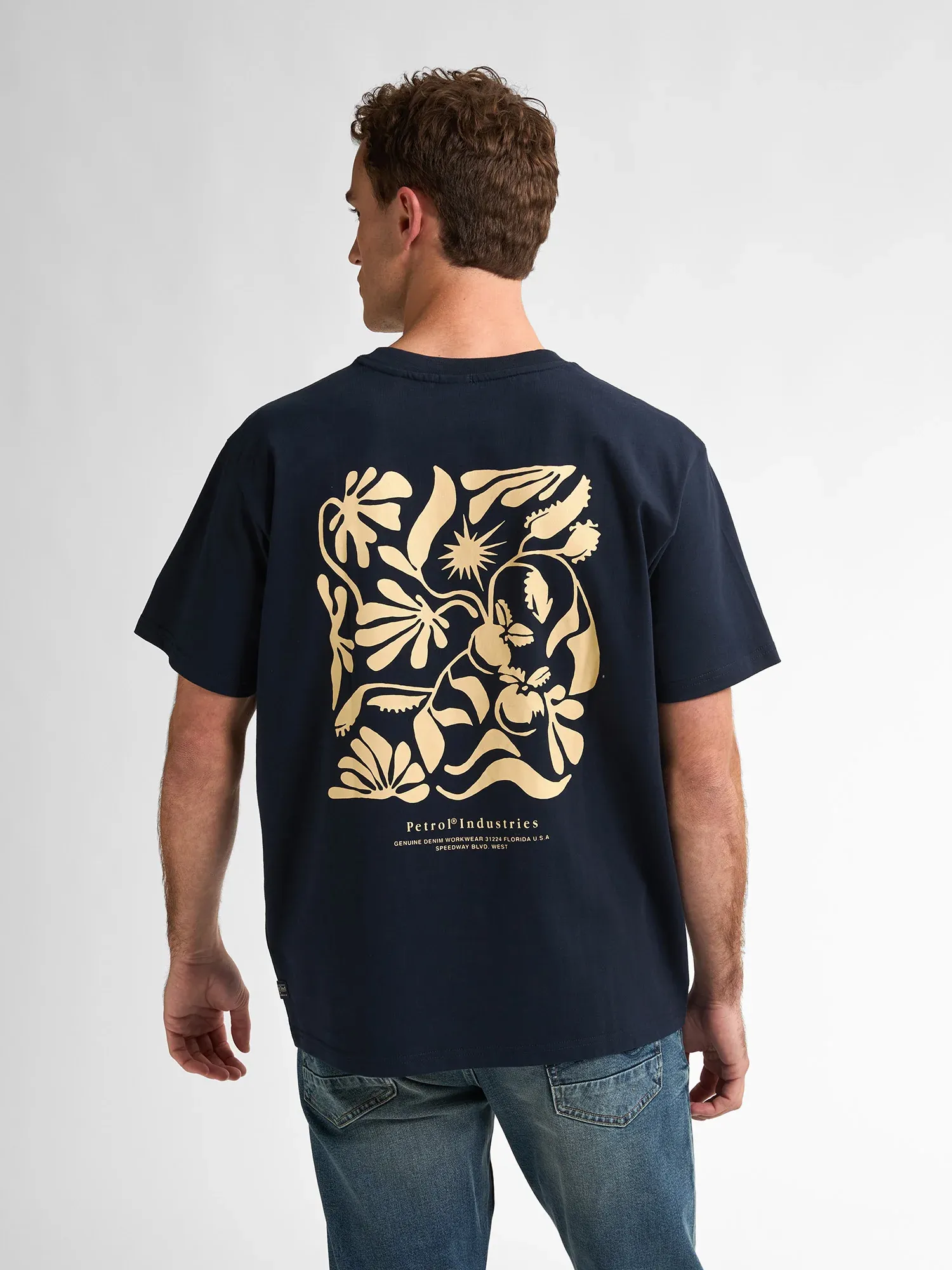 Petrol Back Print T-shirt Conchfront - Blue
