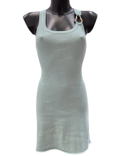 Golden Ring Ribbed Mini Dress - Mint
