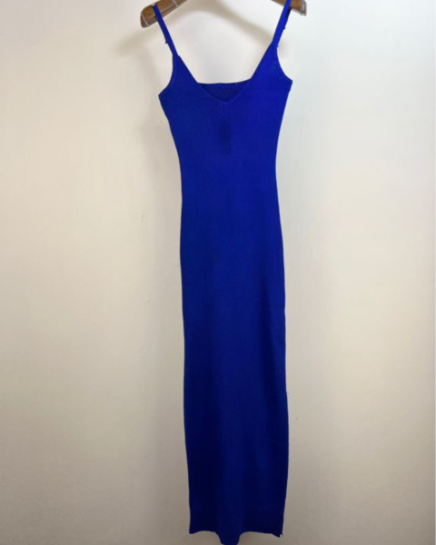 Ribbed Midi Dress - Sax