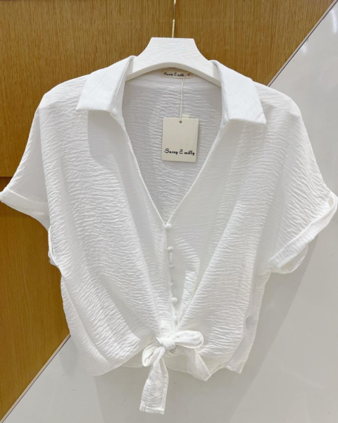 Front Tie Shirt - White