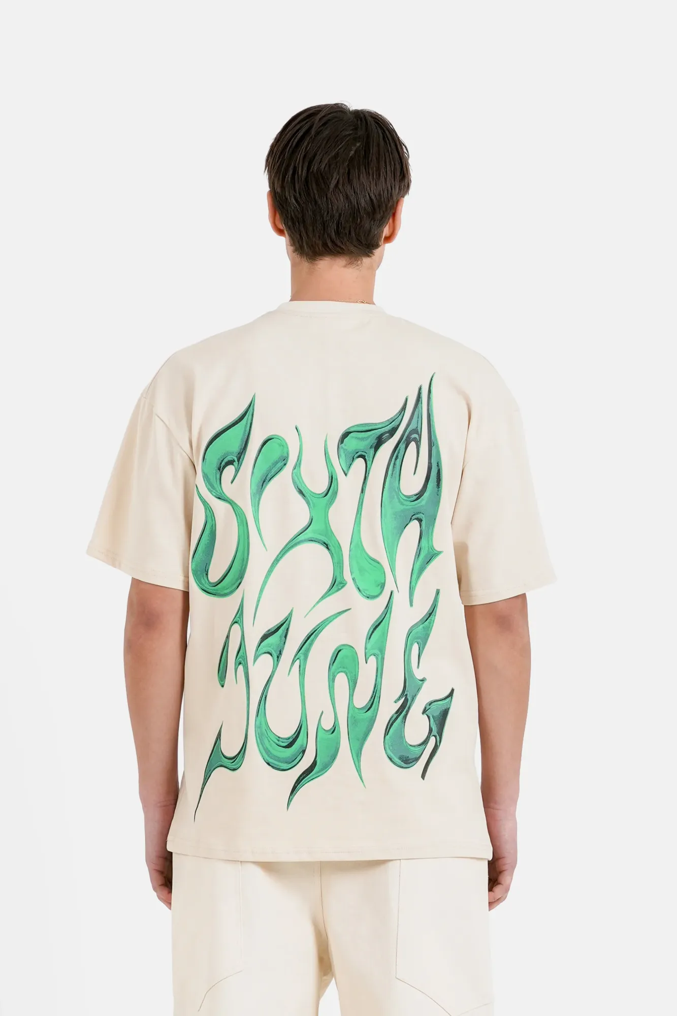 Sixth June 3D Chrome Backprint T-shirt - Beige