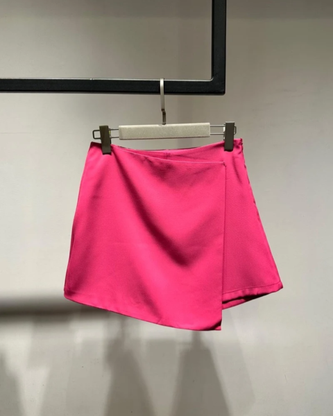 Asymmetrical Wrap Skort - Fuchsia