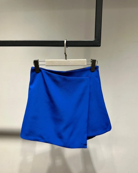 Asymmetrical Wrap Skort - Royal Blue