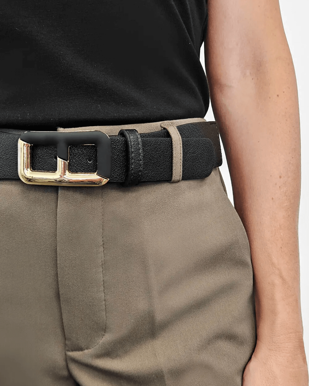 Elastic Belt with Buckle - Black