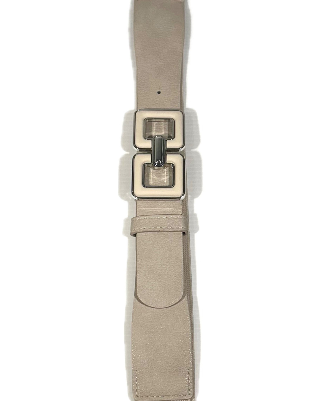 Doubled Buckle Elasticated Belt - Beige